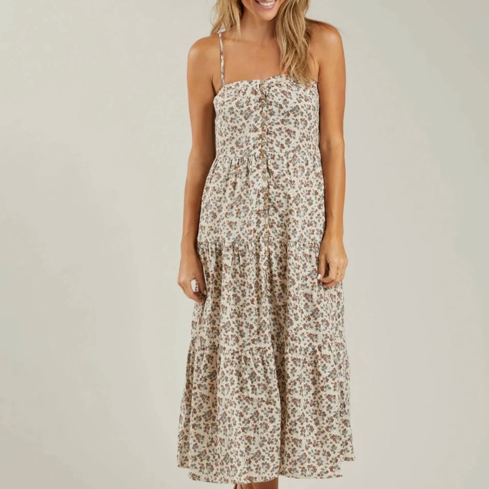 Rylee & Cru Floral Maxi Dress, Vintage Blue, Small